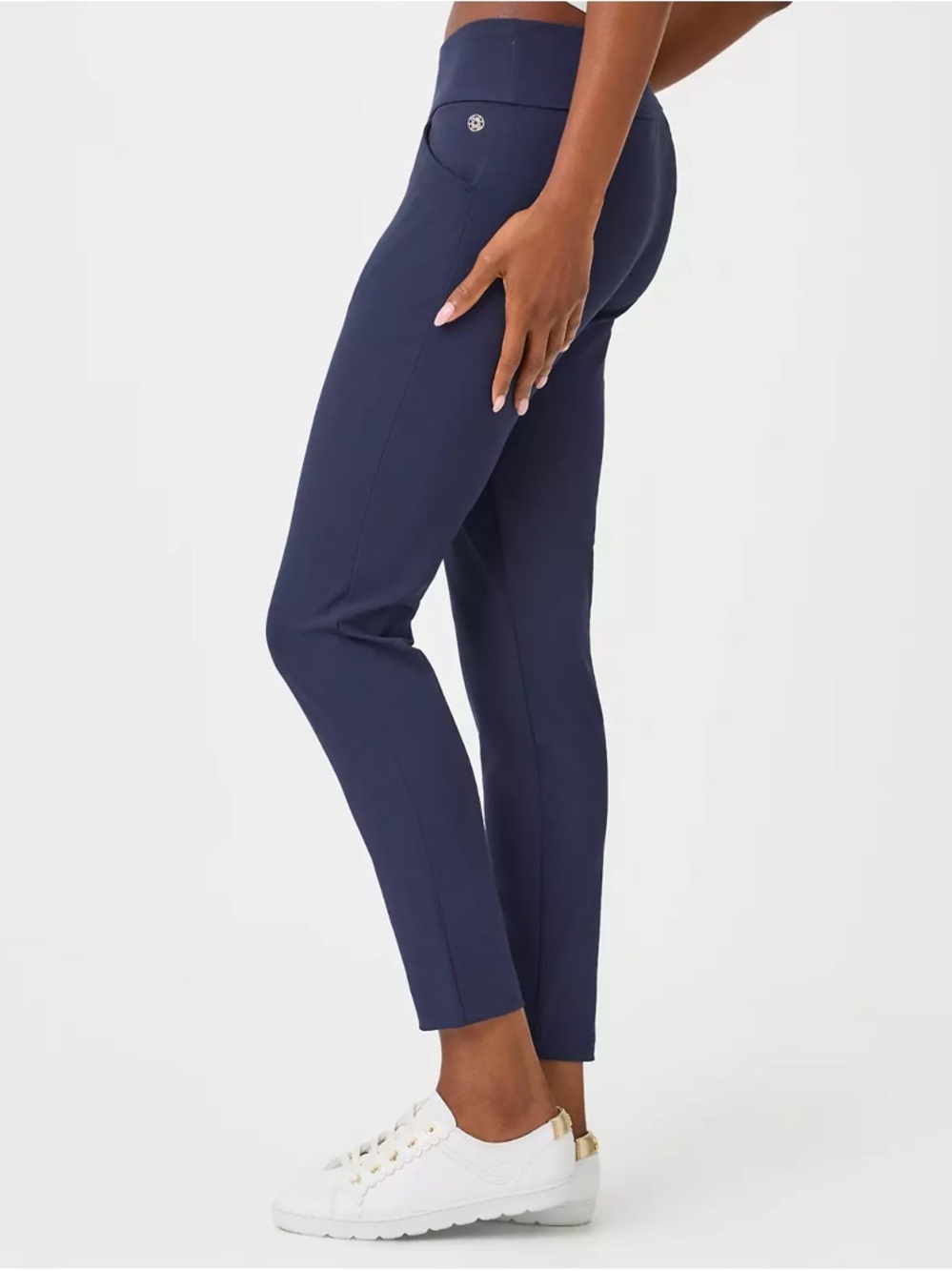 Lilly Pulitzer Navy Corso Pull-On Cropped Stretch Golf Pants - Picture 2 of 8